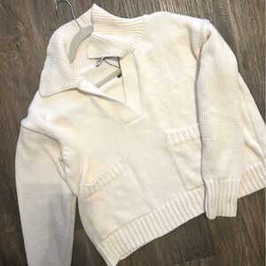 NWT Zara Cream Oversized Knit Sweater, Size Small (See Description)